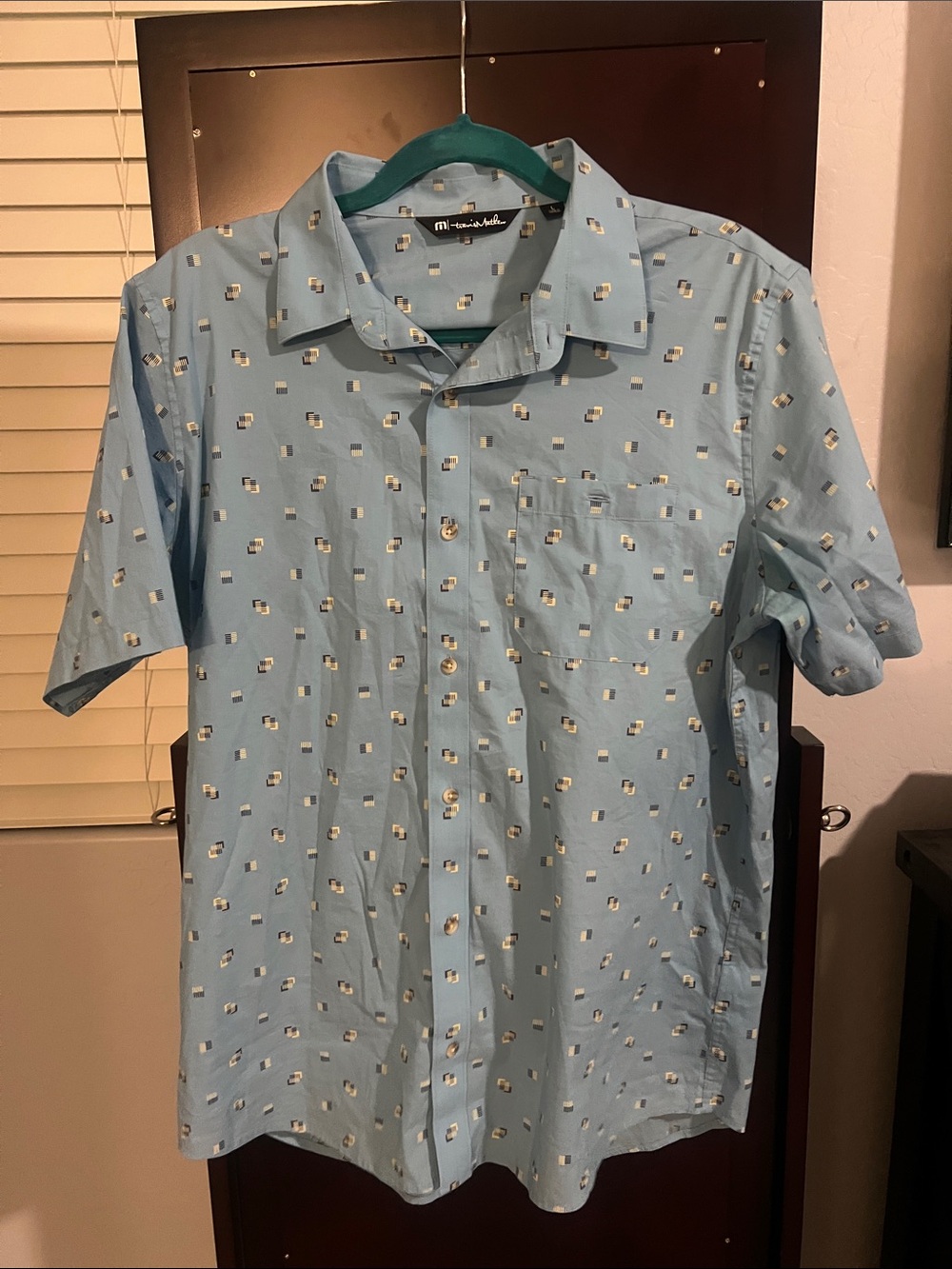 Travis Mathew Sky Blue Short-Sleeve Button-Down